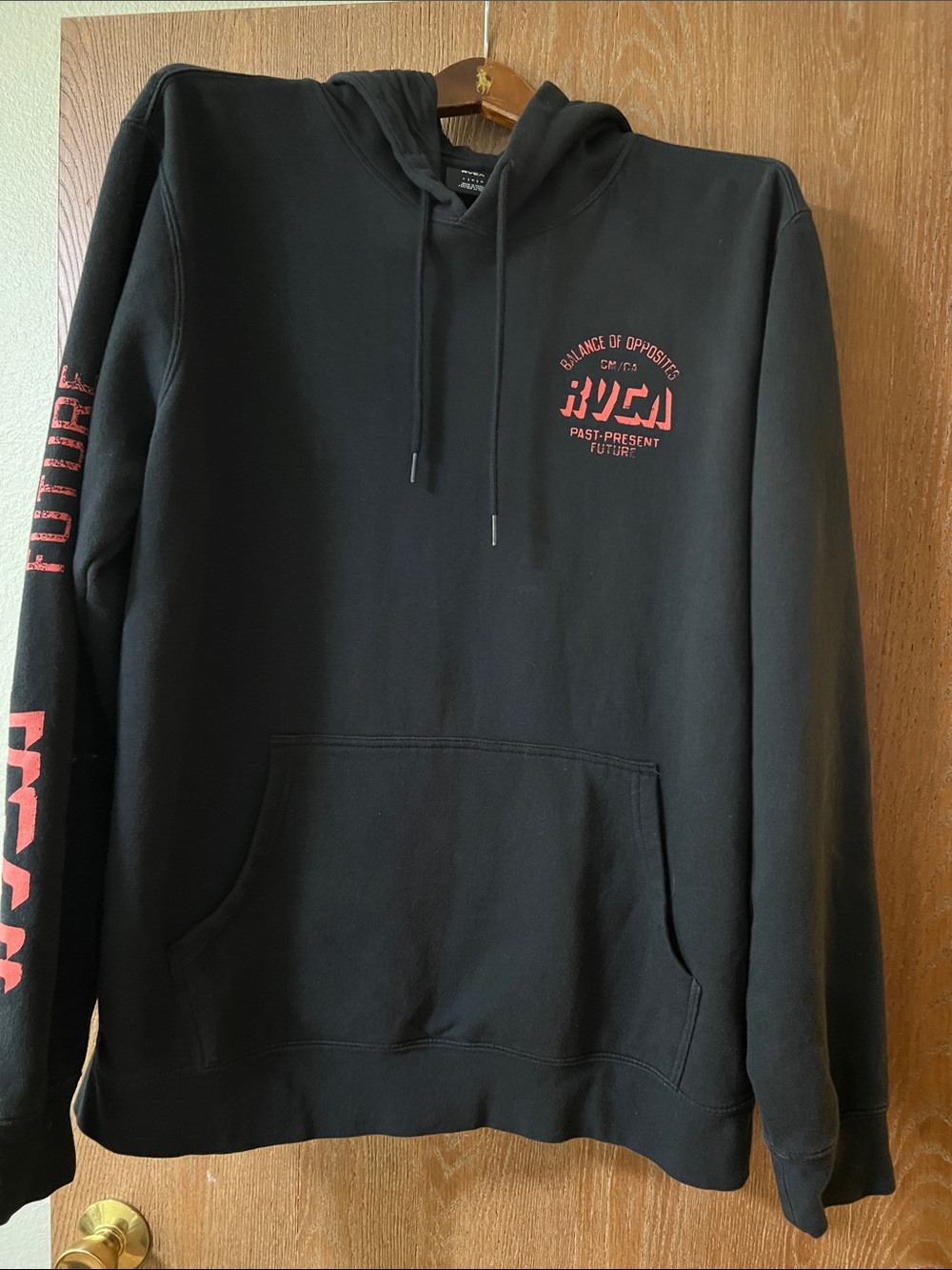 RVCA Black Hoodie with Red Accent Graphics